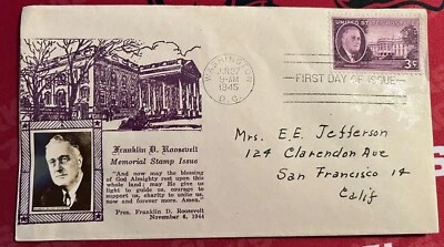 Franklin D. Roosevelt, First Day Issue, SC #932 FDC - Crosby Cachet - Single  - Image 1 of 3