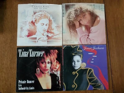 UNPLAYED  TINA TURNER JANET JACKSON CAROLE KING BARBRA STREISAND 45s   - Image 1 of 3
