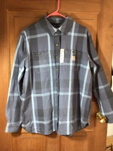 Carhartt brandneues blau/grau kariertes robustes Twill-Damenhemd mit Knöpfen mittlere Größe - Bild 1 von 5