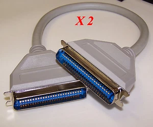 Lot 2 SCSI cable 50 Pin Centronics m m 18 Inches long 38 wires. Beige color - Picture 1 of 2