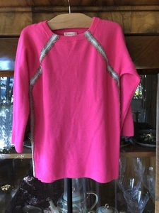 JCrew Crewcuts Hot Pink With Gold & Silver Metallic Stripes Size 12 - Picture 1 of 9