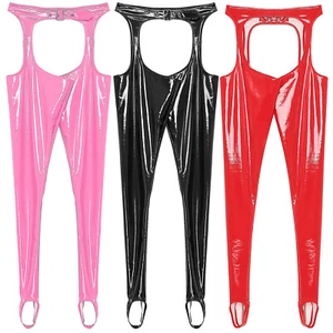Womens Chaps Party Leggings Hollow Out Stirrup Pants Metallic Trousers Stylish - Picture 1 of 47
