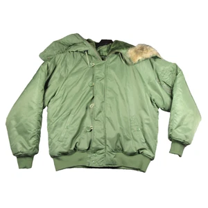 Vintage N-2B Bomber Jacket Flying Parka USAF Military Mens Medium Green Fur Hood - Picture 1 of 24