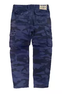 True Religion Men's Blue Camo Cargo Jeans Pant Outdoors Hiking Size 34X32 - Imagen 1 de 16
