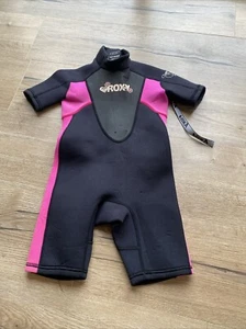 Roxy Girls Size 4 Wetsuit Spring Suit Black Pink - Picture 1 of 4
