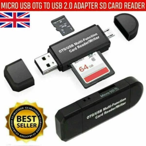 Czytnik kart SD do telefonu z systemem Android tablet PC micro USB OTG na adapter USB 2.0 - UK - Zdjęcie 1 z 14
