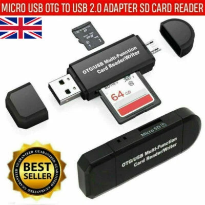 SD Card Reader For Android Phone Tablet PC Micro USB OTG to USB 2.0 Adapter - UK - image 1 of 4