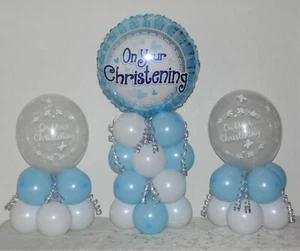 BATTESIMO RAGAZZO - Kit espositore decorazione palloncini da tavolo - senza bisogno di elio - Foto 1 di 1