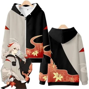 Genshin Impact Kaedehara Kazuha Cosplay Zipper Sweatshirt 3D Anime Hoodie Jumper - Picture 1 of 4