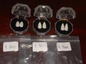 Cosplay, Halloween Vampire Fangs Single Tooth Caps 3 Size Pack 1.3 1.5 1.7 Cm - Picture 1 of 3