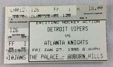IHL 1995 01/27 Atlanta Knights at Detroit Vipers Hockey Ticket