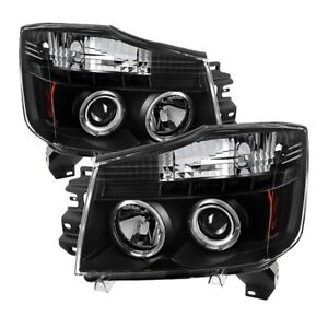 Spyder Black Projector Headlights LED Halo for 04-15 Nissan Titan 04-07 Armada