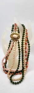COLLANA VINTAGE MULTIFILO VETRO E CORALLO - Foto 1 di 7
