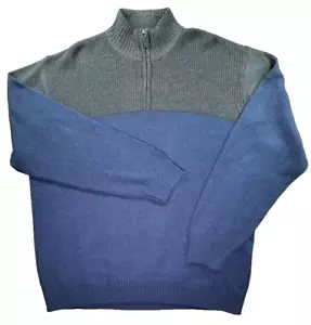 Maglione Pullover Tricots San Raffaello Uomo 2XL XXL Blu Grigio Blocco Colore Costine - Foto 1 di 9