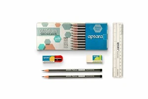 Apsara Platinum Dark Pencils -Value Pack of 20 Pencil +(Eraser Scale Sharpner)X1 - Picture 1 of 5