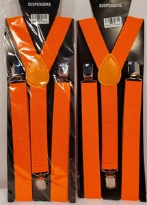 2 packs of men lady girl BOY suspenders clip on adjustable orange color - Picture 1 of 4