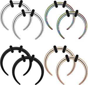 18G 16G 14G 12G 10G Stainless Steel Crescent Pincher Septum Rings C Shape Buffal - Picture 1 of 8