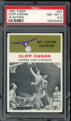 1961 Fleer Basketball Cliff Hagan (In Action) #53 PSA 8.5 - Image 1 of 2