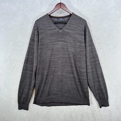 Suéter Hart Schaffner Marx Para Hombres XL Gris Brezo Lana Merino Cuello en V Pullover Foto 1 de 4
