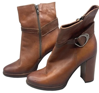 Firenze 大块跟靴,尺寸拉链,尺寸 39,波斯尼亚制造棕色 3.5 英寸鞋跟,请阅读 — 第 1/4 张图片