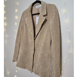 NWT ANTHROPOLOGIE CURRENT AIR Soft-Ribbed Corduroy Blazer Medium Beige Tan Work - Picture 1 of 14