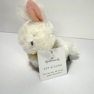 HALLMARK ZIP-A-LONG RABBIT PLUSH 4" White Bunny Motion Stuffed Toy NEW W/TAG - Picture 1 of 9