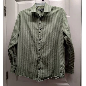 Banana Republic Factory Men's Size Large Green White Button Up Long Sleeve Shirt - Picture 1 of 4