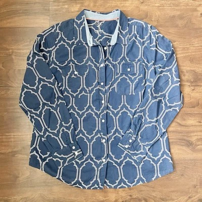 Blusa para mujer St. John’s Bay 100 % algodón azul marino con botones manga larga talla XL Foto 1 de 4