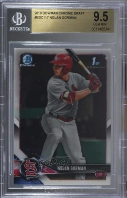 2018 Bowman Draft Chrome Nolan Gorman #BDC-117 BGS 9.5 GEM MINT - Image 1 of 2