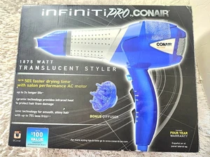 Hair Dryer - Conair Infiniti Pro 1875 Watt Translucent Dryer With 2 Attachments  - Picture 1 of 11