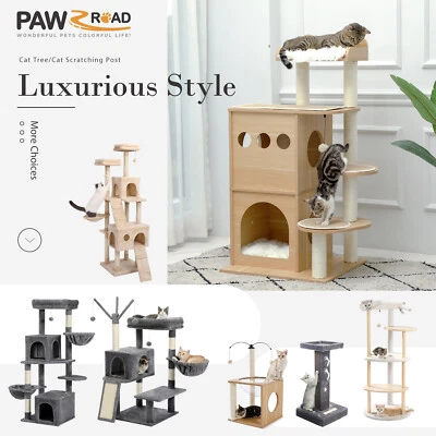PAWZ Road Cat Tree Scratching Post Cats Play Condo Tower House Wooden Furniture - Image 1 of 4