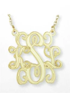 Sonderanfertigung Sterling .925 3 Initialen Monogram Laser Cut Halskette 40 mm Durchmesser - Bild 1 von 1