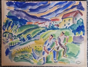 1936 - Jacques Louis Pouydebat Gemälde Aquarell - Salons Indépendants Bordelais - Bild 1 von 11