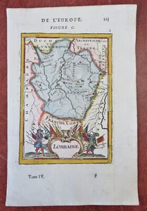 Lothringen Frankreich Verdun Neuenburg Soldaten Fahnen 1719 Mallet handcolor minikarte - Bild 1 von 4