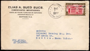 2578 DOMINICAN REPUBLIC TO US COVER 1944 NOT CENSORED SANTIAGO - BOSTON, MA - Picture 1 of 2