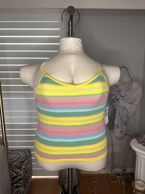 Nueva camiseta sin mangas Juniors sombra de ojos amarillo patrón multicolor talla XL grande Foto 1 de 4