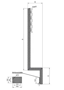Geländerpfosten Balkon Stahlpfosten roh oder verzinkt Balkonstütze - Bild 1 von 5