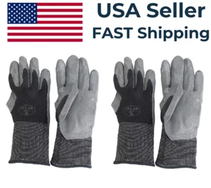Showa Atlas Medium 370 Nitril Black and Gray Premium Grip Gloves 2 Pairs - Picture 1 of 7