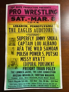 Vintage Pro Wrestling Event Poster 80s 90s Original Snuka Samoan WWF Missy Hyatt - Picture 1 of 10