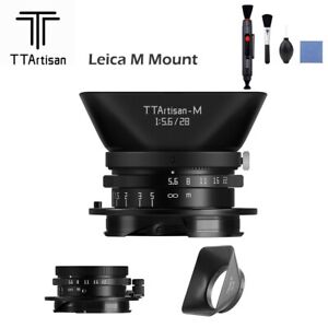 TTartisan 28mm F5.6 Wide Angle Lens For Leica M Mount Camera + Lens Hood Black