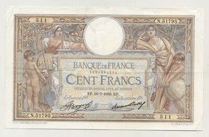 France 100 Francs 16-7-1936 Pick 78 VF Very Fine Circulated Banknote pin holes - Picture 1 of 2