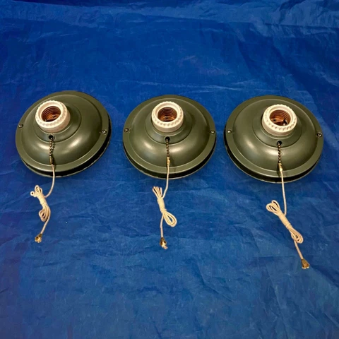Wired Set Of 3 Antique Green Steampunk Flush Mount Fixtures 53E Cover