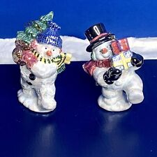 Vintage Home Interiors Set Of 2 Snowman Christmas Ornaments 1980's Great Quality