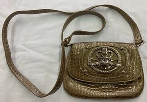 Kathy Van Zeeland Crossbody Gold/Tan Rhinestone Satchel - Picture 1 of 4