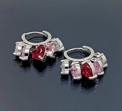 18K White Gold Filled Stunning Italian Petite Tourmaline 18ct GF Earrings 25mm - Image 1 of 4