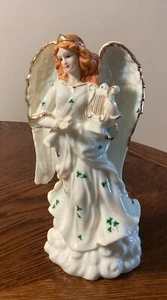 Vintage Irish Angel Figurine with Harp Gold Accents Porcelain Ceramic - Picture 1 of 6