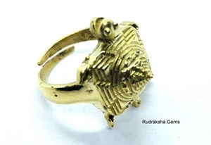 3D SRI YANTRA TURTLE RING BRASS SHRI SHREE YANTRAM FOR WEALTH PROSPERITY SUCCESS - Picture 1 of 3