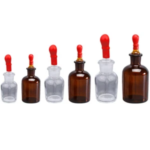 6Pcs Laboratory Reagent Bottle Glass Drop Bottles Essential Oils Bottle - Picture 1 of 12