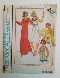 Prenda para el torso McCalls Pattern 5518 Misses vintage 1977 talla corte mediano - Imagen 1 de 2