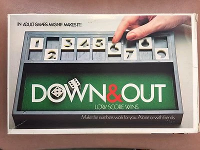 Down & Out Dice Pub Game 1979 Shut The Box Snake Eyes Solitaire or Teams - Image 1 of 2